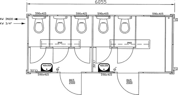 Toilettencontainer / WC-Container 2-geteilt mieten leihen
